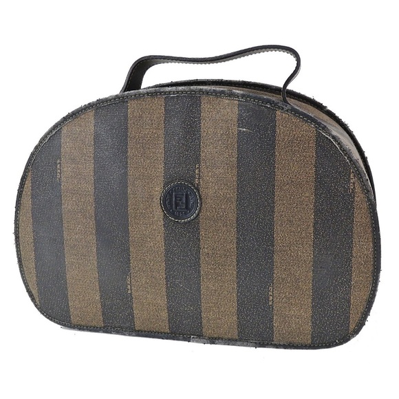 Fendi Handbags - Fendi Black and Brown Striped Cosmetic Case